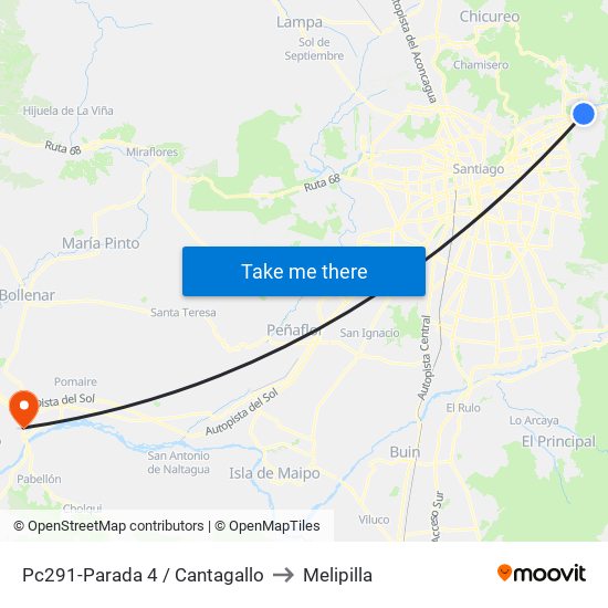 Pc291-Parada 4 / Cantagallo to Melipilla map