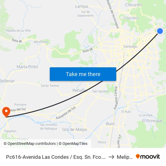 Pc616-Avenida Las Condes / Esq. Sn. Fco. De Asís to Melipilla map