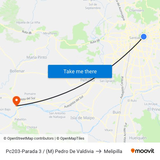 Pc203-Parada 3 / (M) Pedro De Valdivia to Melipilla map