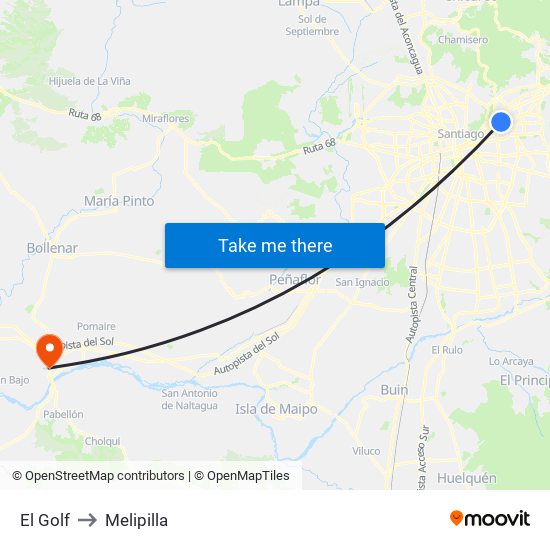 El Golf to Melipilla map