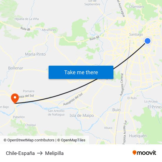 Chile-España to Melipilla map