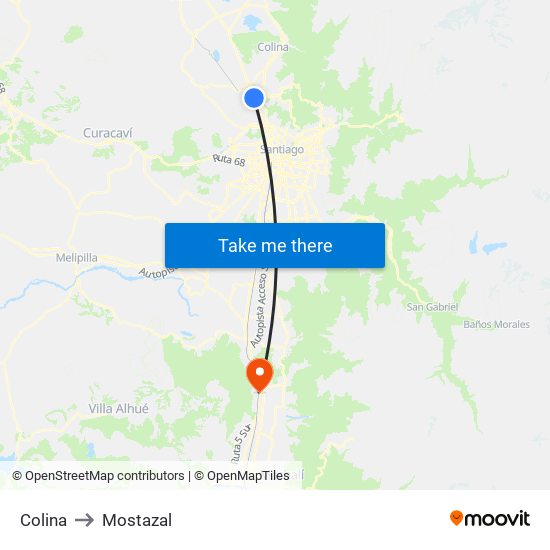 Colina to Mostazal map