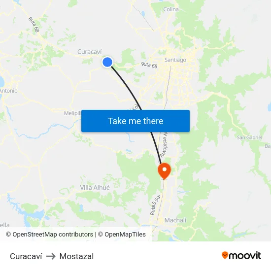 Curacaví to Mostazal map