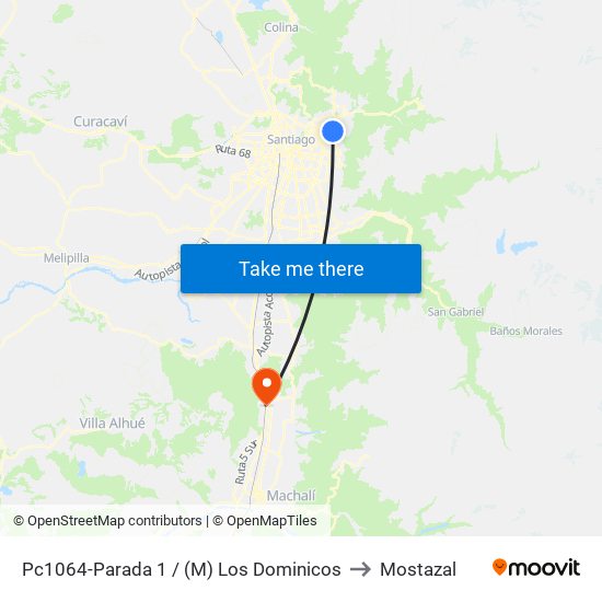Pc1064-Parada 1 / (M) Los Dominicos to Mostazal map