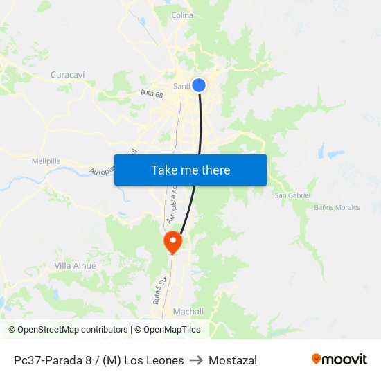 Pc37-Parada 8 / (M) Los Leones to Mostazal map