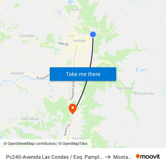 Pc240-Avenida Las Condes / Esq. Pamplona to Mostazal map