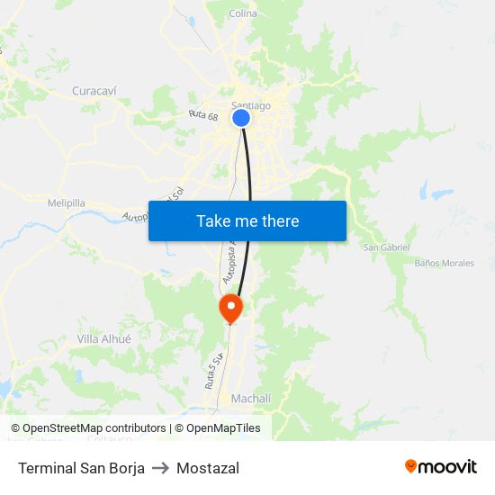 Terminal San Borja to Mostazal map