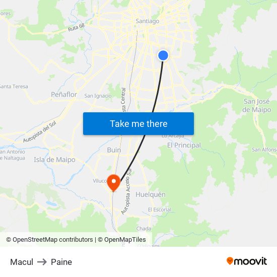 Macul to Paine map