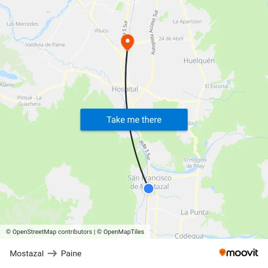 Mostazal to Paine map