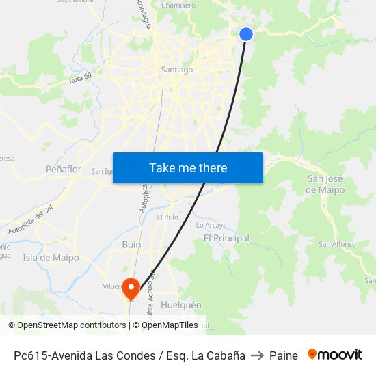 Pc615-Avenida Las Condes / Esq. La Cabaña to Paine map
