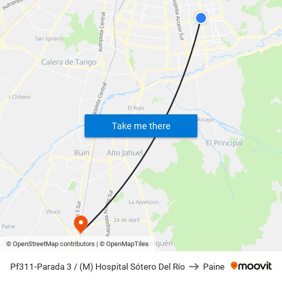 Pf311-Parada 3 / (M) Hospital Sótero Del Río to Paine map