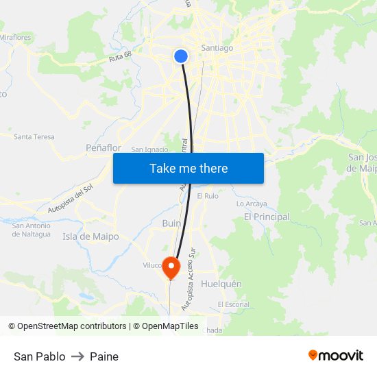 San Pablo to Paine map