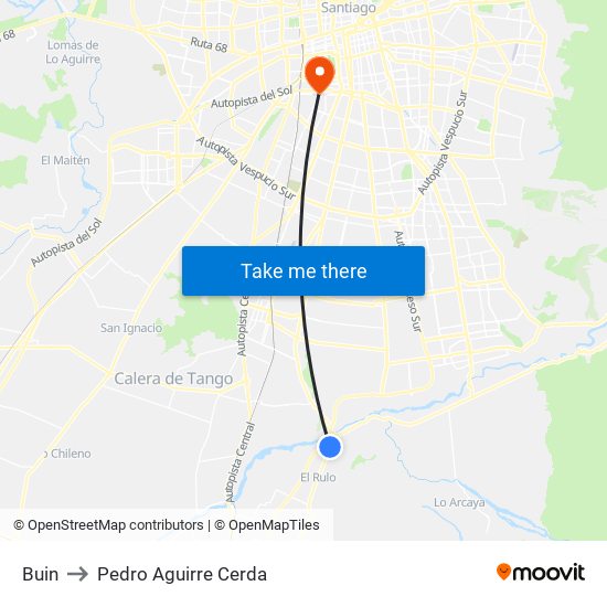 Buin to Pedro Aguirre Cerda map
