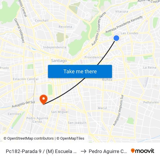 Pc182-Parada 9 / (M) Escuela Militar to Pedro Aguirre Cerda map