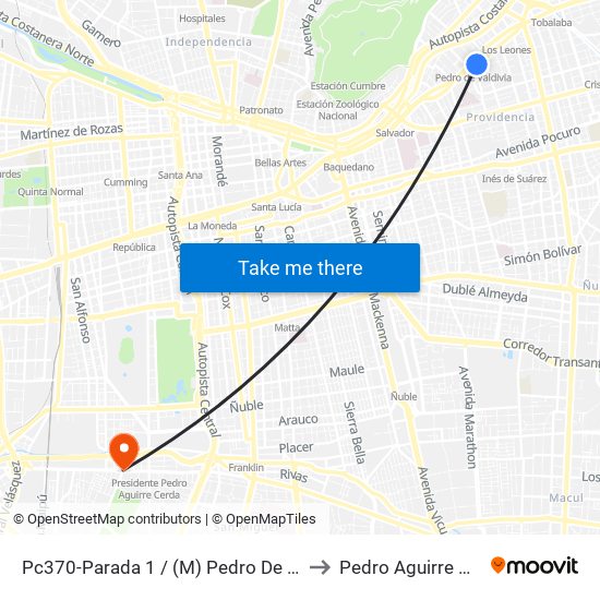 Pc370-Parada 1 / (M) Pedro De Valdivia to Pedro Aguirre Cerda map