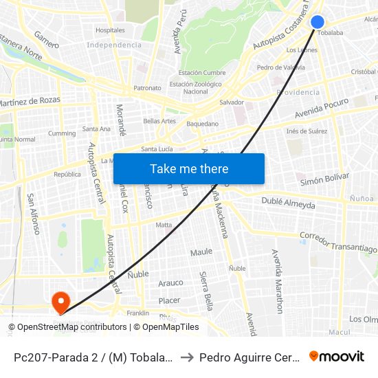 Pc207-Parada 2 / (M) Tobalaba to Pedro Aguirre Cerda map