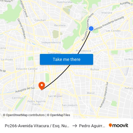 Pc266-Avenida Vitacura / Esq. Nueva Costanera to Pedro Aguirre Cerda map