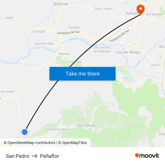 San Pedro to Peñaflor map