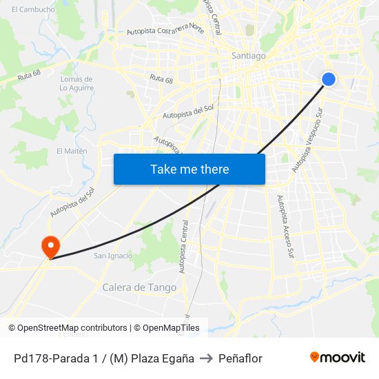 Pd178-Parada 1 / (M) Plaza Egaña to Peñaflor map