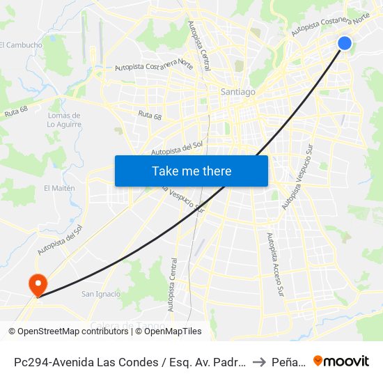 Pc294-Avenida Las Condes / Esq. Av. Padre H. Central to Peñaflor map