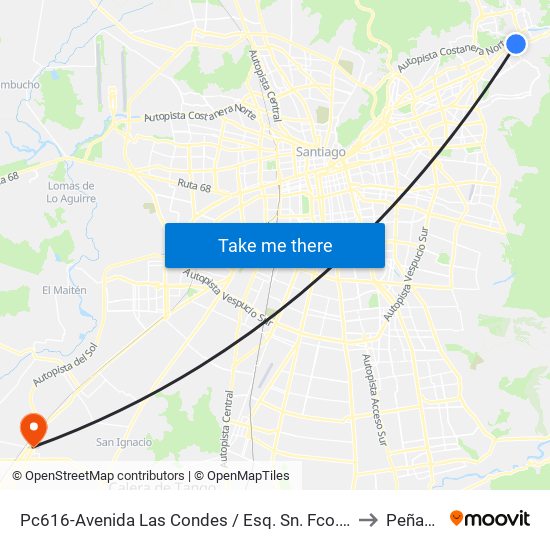 Pc616-Avenida Las Condes / Esq. Sn. Fco. De Asís to Peñaflor map