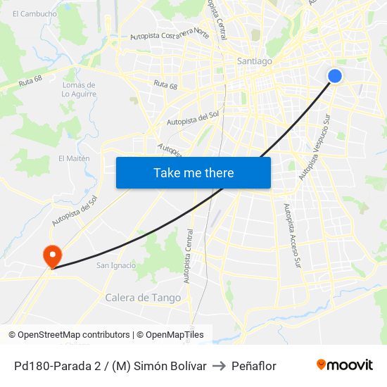 Pd180-Parada 2 / (M) Simón Bolívar to Peñaflor map