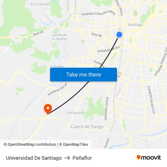 Universidad De Santiago to Peñaflor map