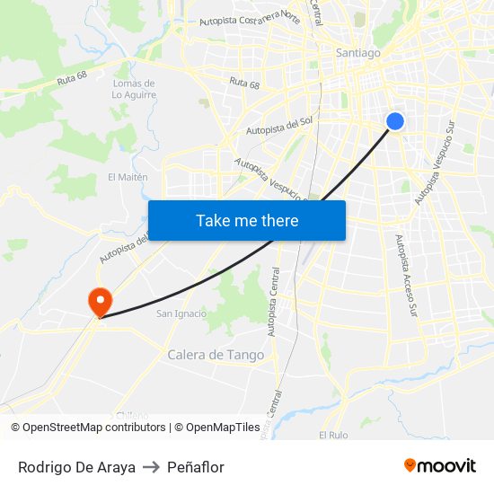 Rodrigo De Araya to Peñaflor map