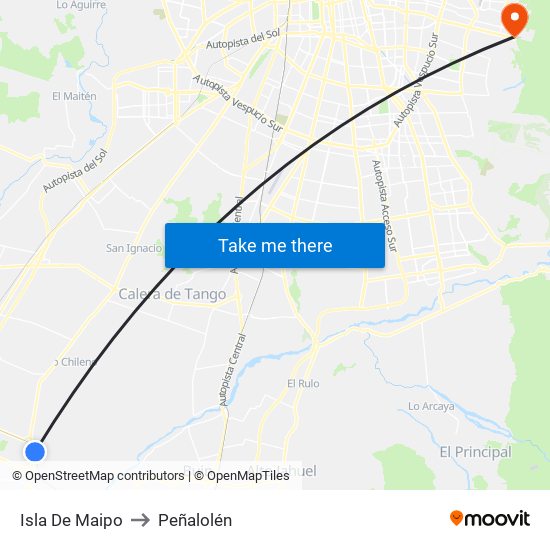 Isla De Maipo to Peñalolén map