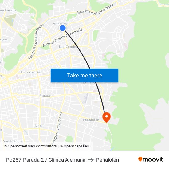 Pc257-Parada 2 / Clínica Alemana to Peñalolén map