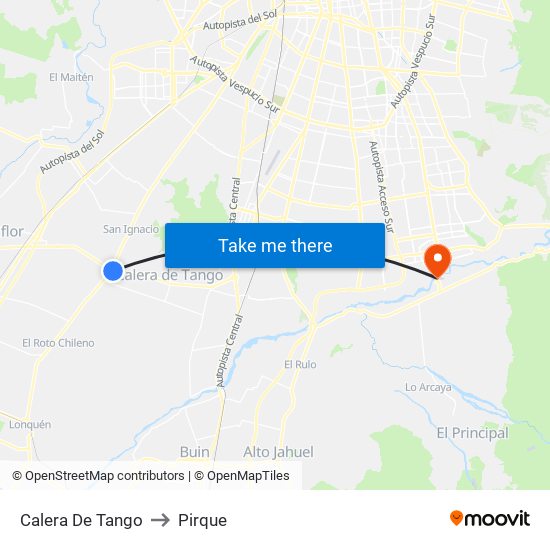 Calera De Tango to Pirque map
