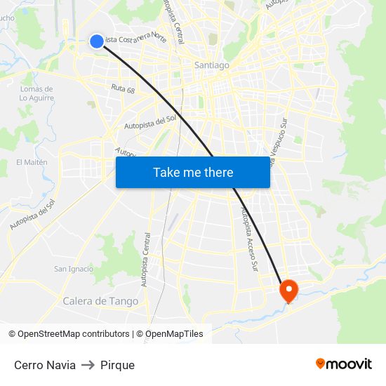 Cerro Navia to Pirque map