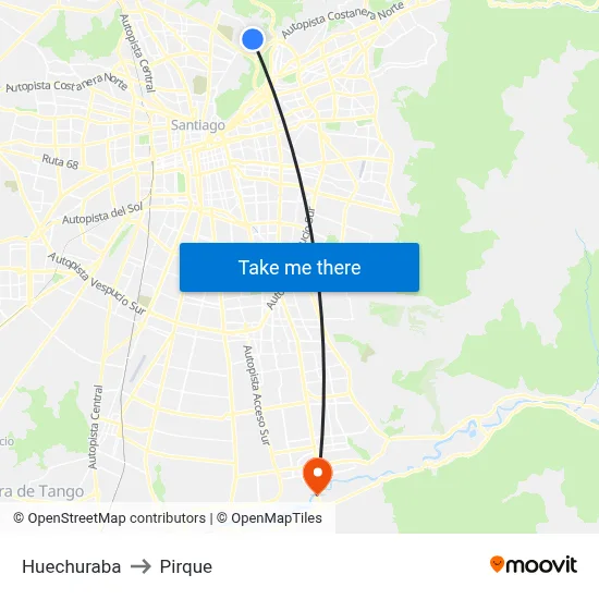 Huechuraba to Pirque map