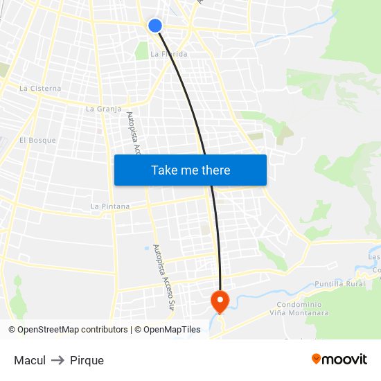 Macul to Pirque map