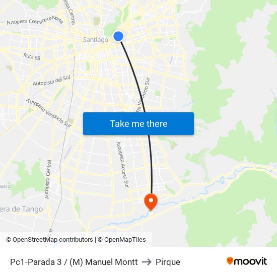 Pc1-Parada 3 / (M) Manuel Montt to Pirque map