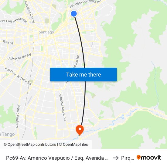 Pc69-Av. Américo Vespucio / Esq. Avenida Vitacura to Pirque map