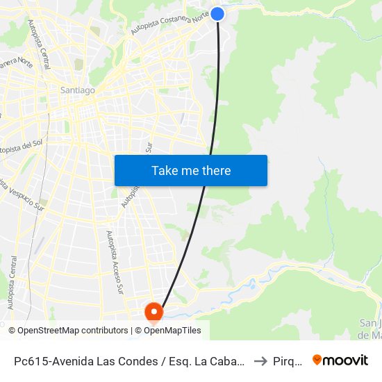 Pc615-Avenida Las Condes / Esq. La Cabaña to Pirque map