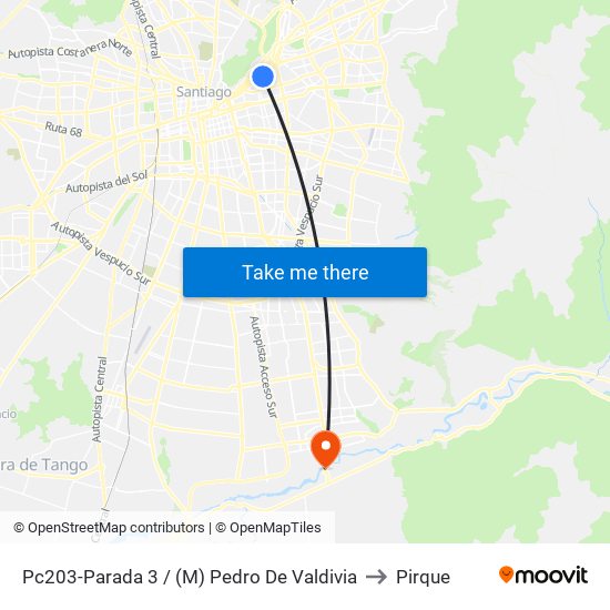 Pc203-Parada 3 / (M) Pedro De Valdivia to Pirque map