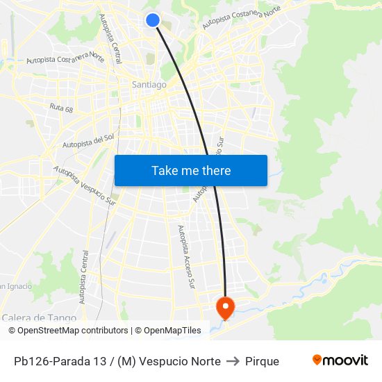 Pb126-Parada 13 / (M) Vespucio Norte to Pirque map