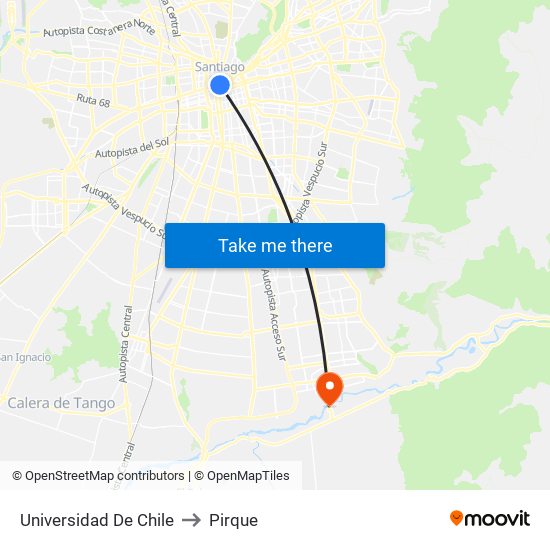 Universidad De Chile to Pirque map