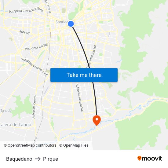 Baquedano to Pirque map