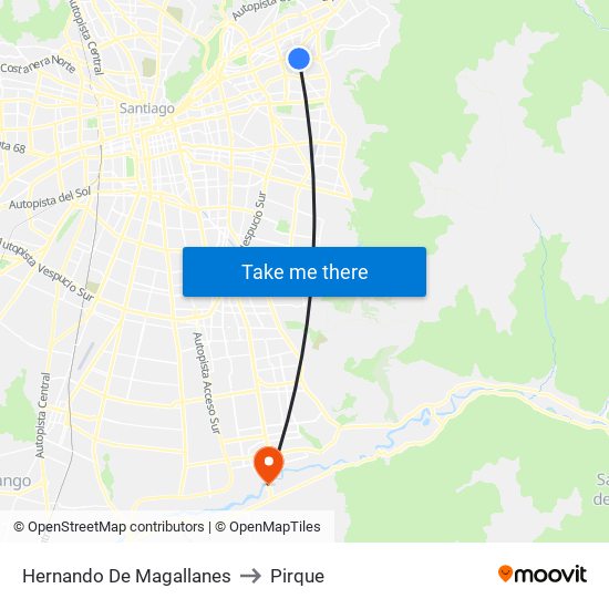 Hernando De Magallanes to Pirque map