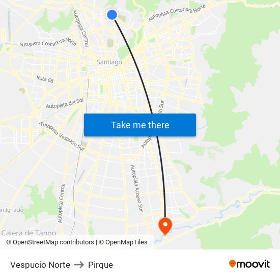 Vespucio Norte to Pirque map