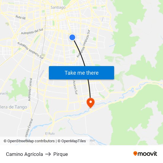 Camino Agrícola to Pirque map