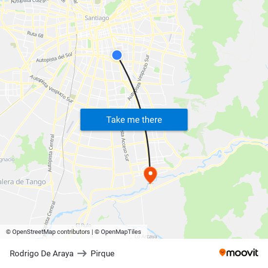 Rodrigo De Araya to Pirque map