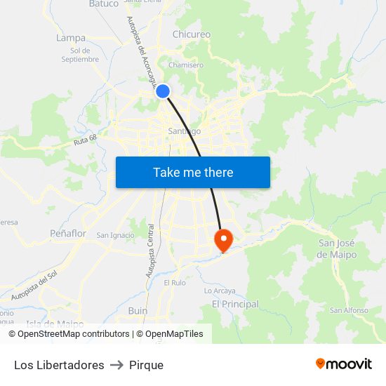 Los Libertadores to Pirque map