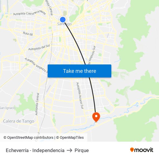 Echeverría - Independencia to Pirque map