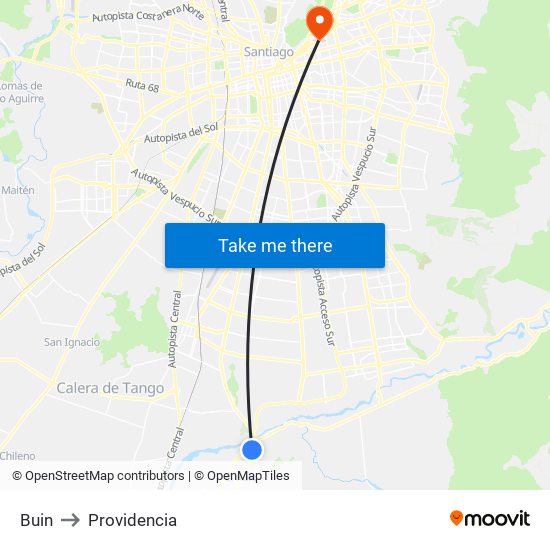 Buin to Providencia map