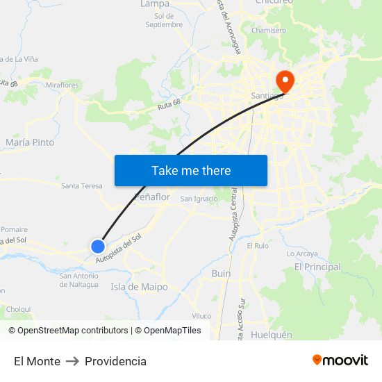 El Monte to Providencia map