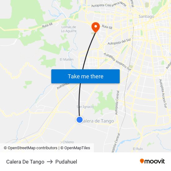 Calera De Tango to Pudahuel map